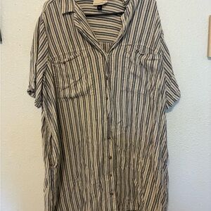 Universal Thread Black and Tan Striped Shirt Dress